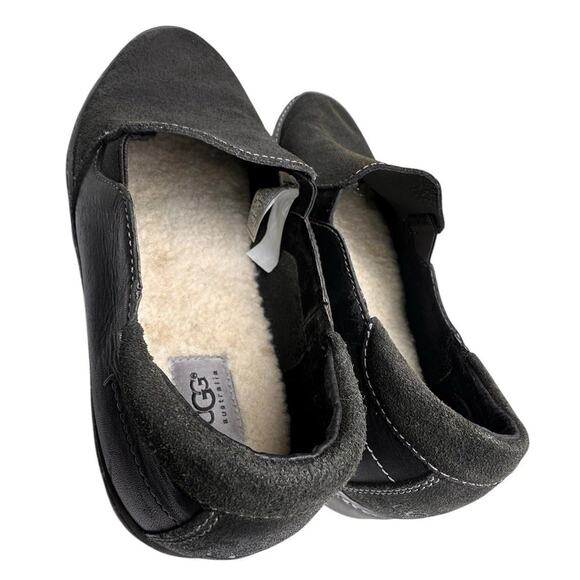 Ugg Men’s Kilian Slip On Sneaker Sz 13 Charcoal Black Leather Suede Wool Lined - Picture 13 of 15